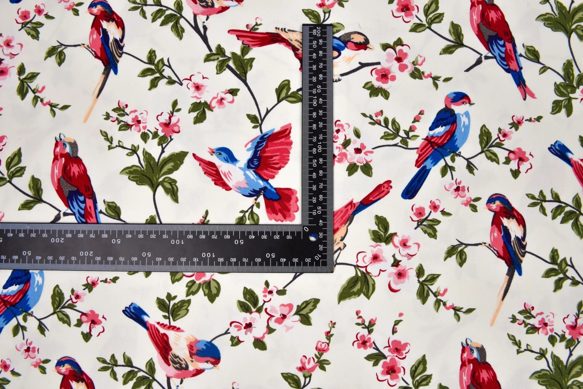 100% Cotton Half Panama Printed Fabric / Canvas printed Fabric /  Chirping bird Digital Print  Fabric