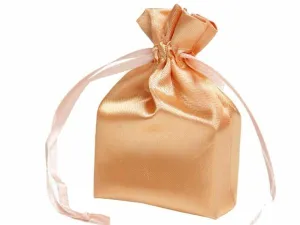 3X4 Peach Elegant Satin Bags - 12 pcs