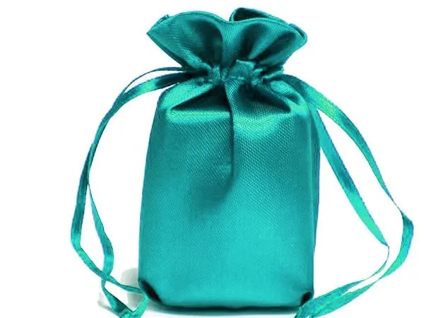 6x9 Turquoise Elegant Satin Bags - 12 pcs