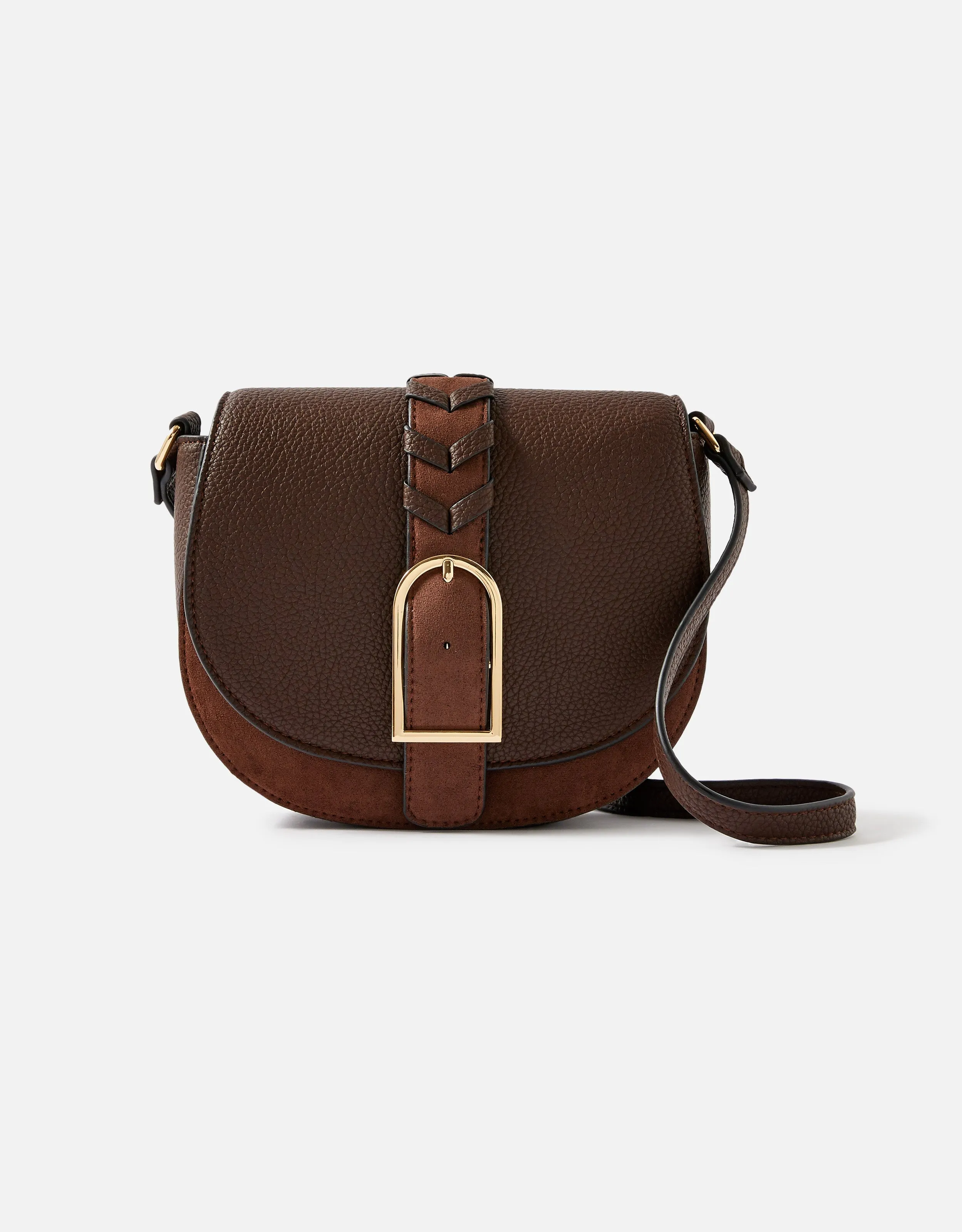 Accessorize London Shania suedette cross-body bag Brown