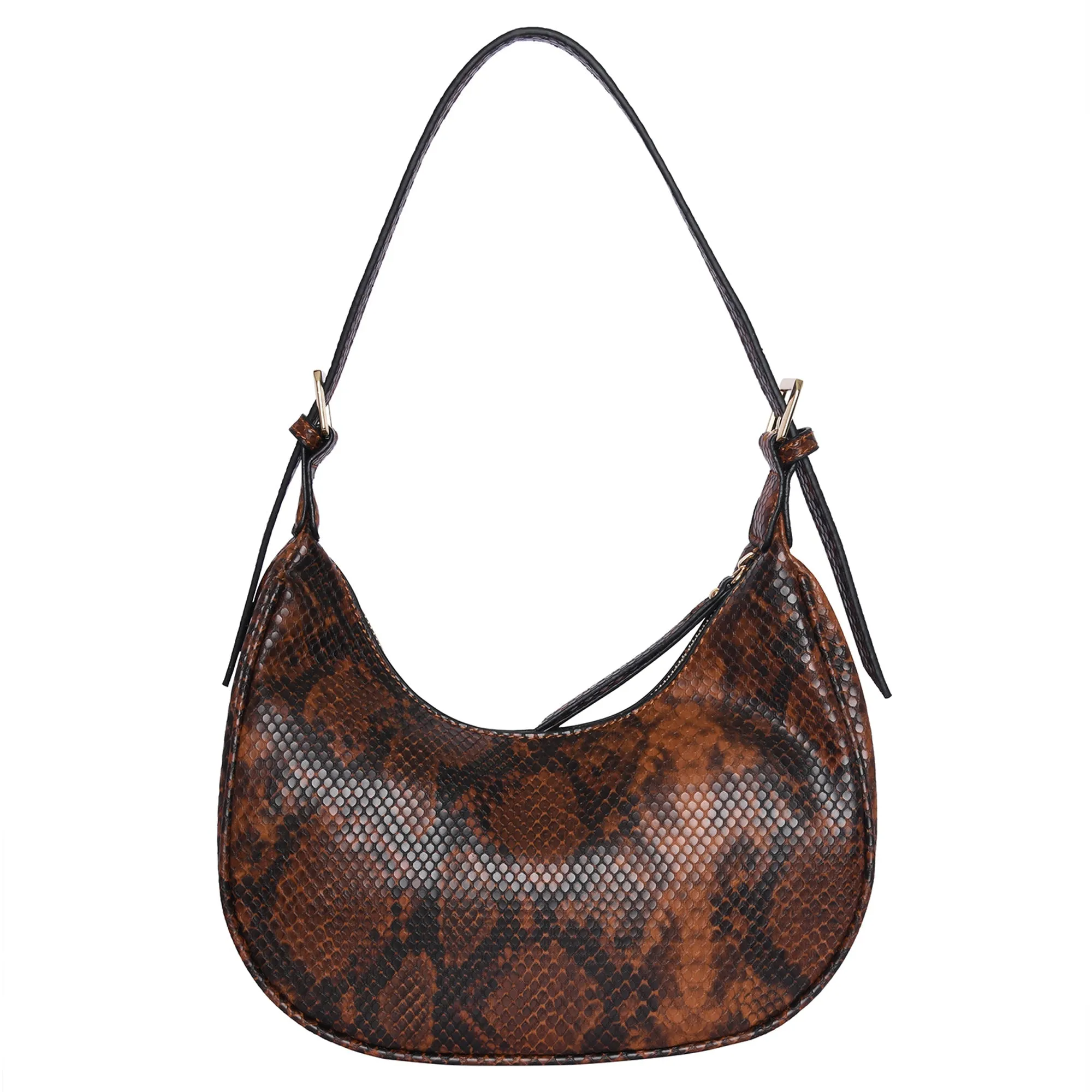 Accessorize London Women's Faux Leather Brown Snake Padlock Shoulder Bag