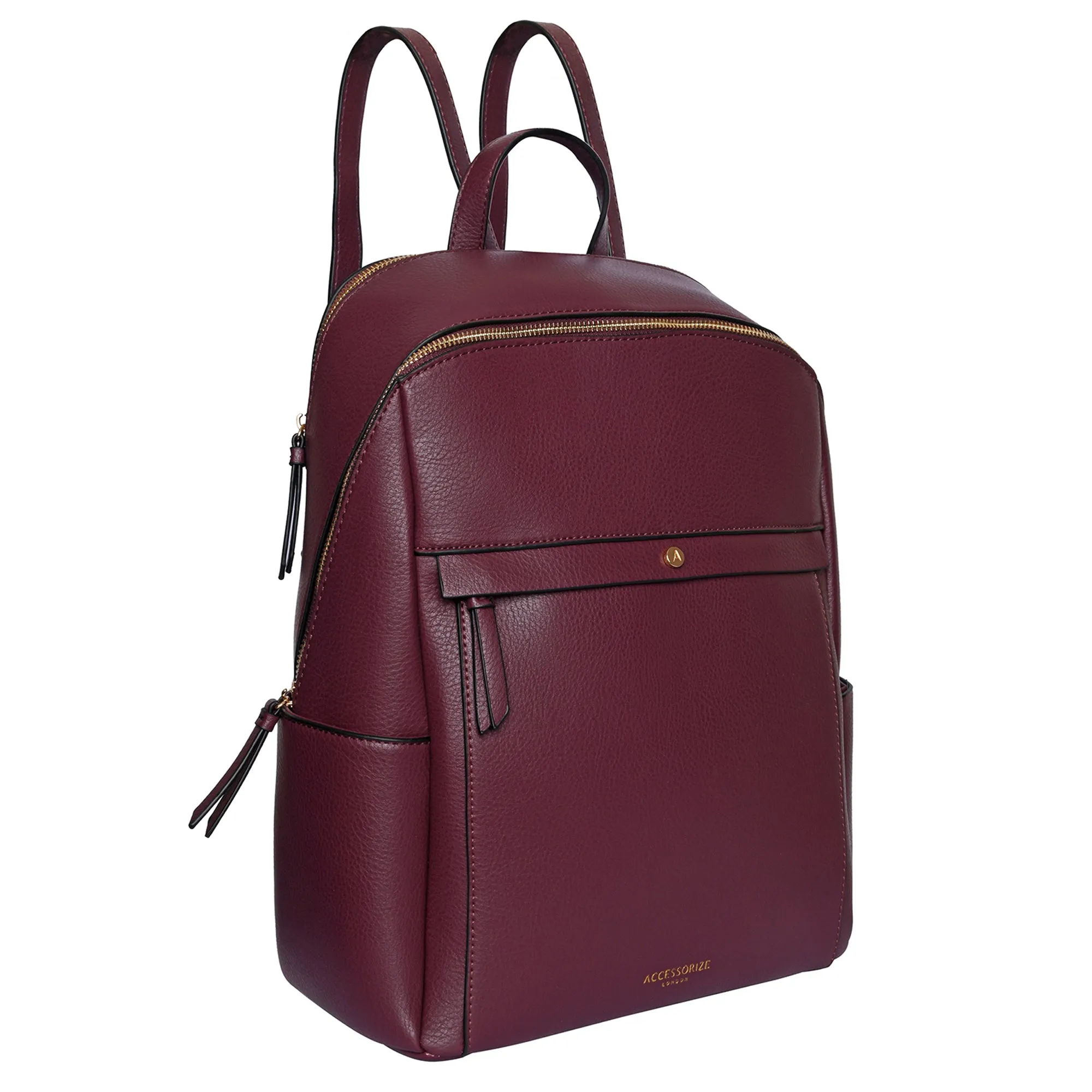 Accessorize London Women's Faux Leather Maroon Sammy Backpack