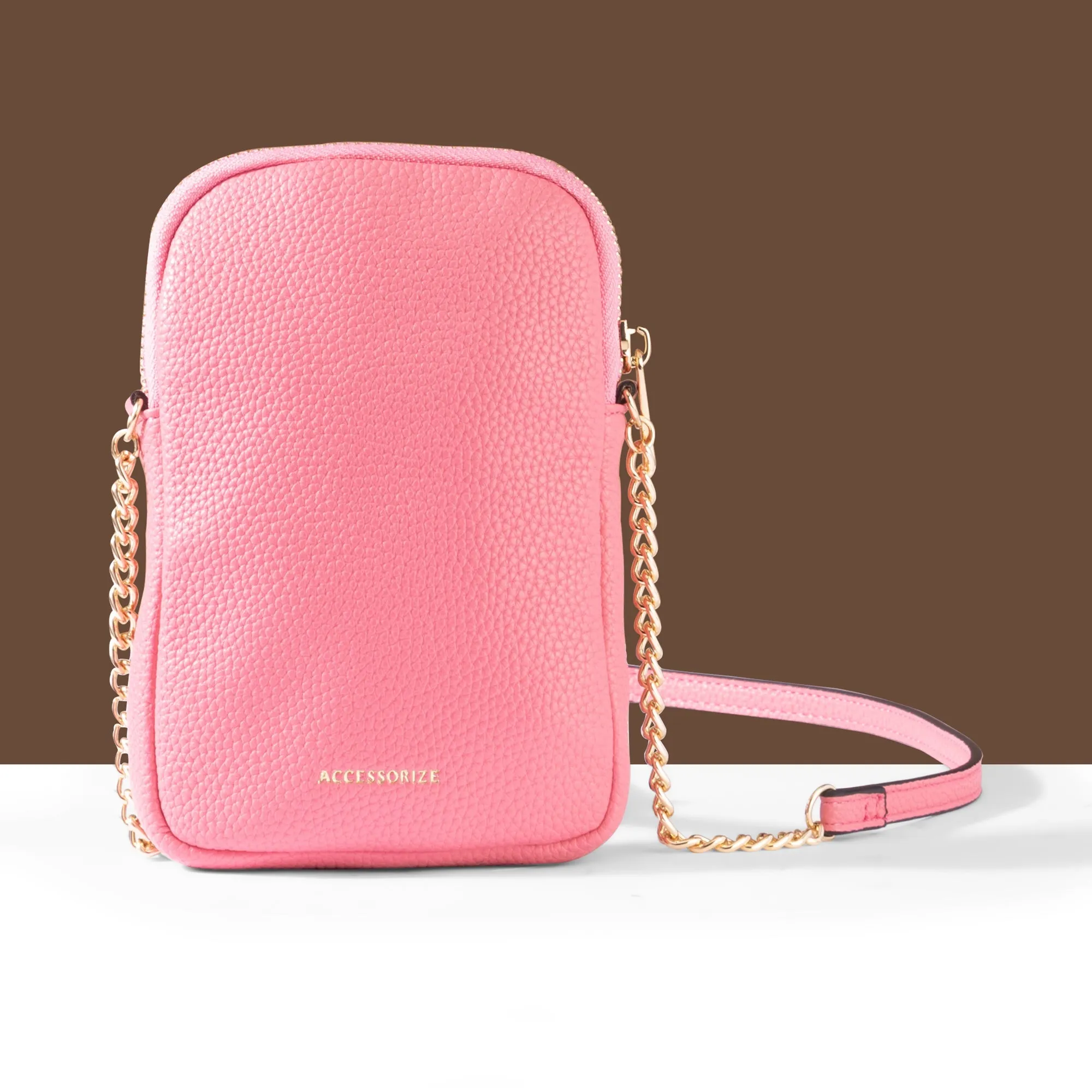 Accessorize London Women's Pink Embroidered Phone Bag