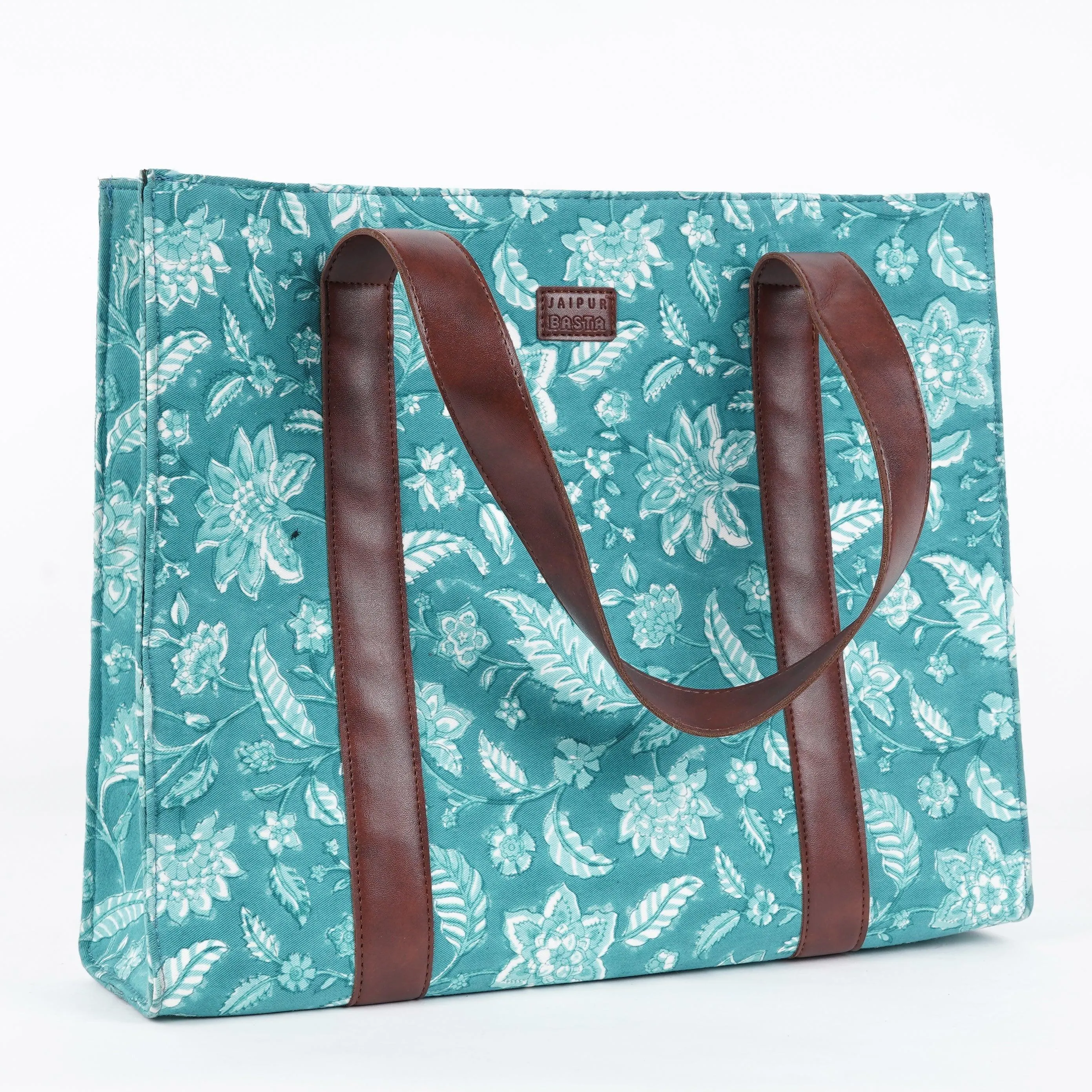 Aqua Blue Structured Tote Bag