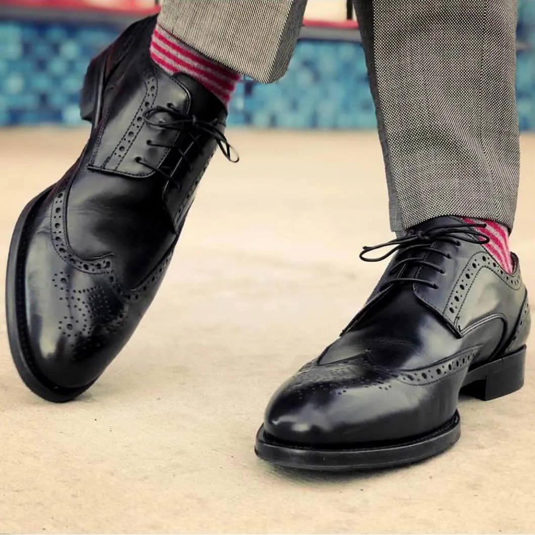 Ashbourne Wingtip Derby Shoes Black