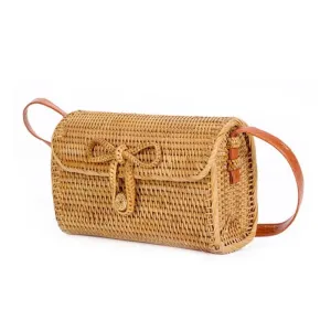 Bali Rattan Butterfly Buckle Satchel Bag