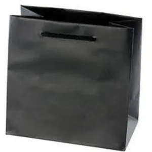 Black Matte Rope Handle Euro-Tote Shopping Bags - 13.0 x 5.0 x 10.0