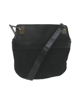 Black Nylon Leather Shoulder Bag - Italian Made