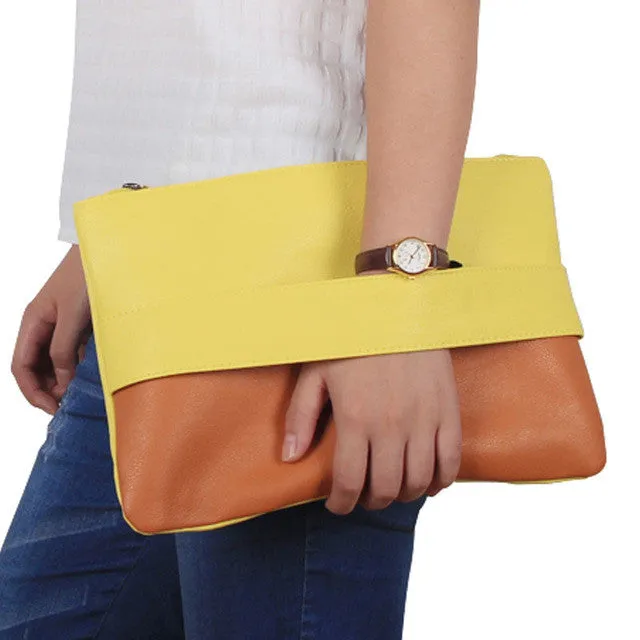 Candy Color  Leather  Women  Bag  Day Clutches Handbag Bolsa Feminina  Wristlets Bags