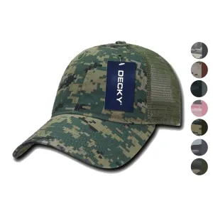 Decky Relaxed Camo 6 Panel Pre Curved Bill Trucker Baseball Caps Hats