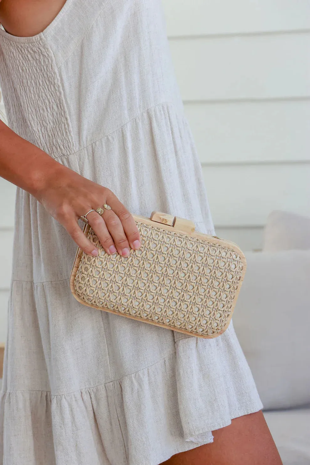 Ember Woven Timber Clutch