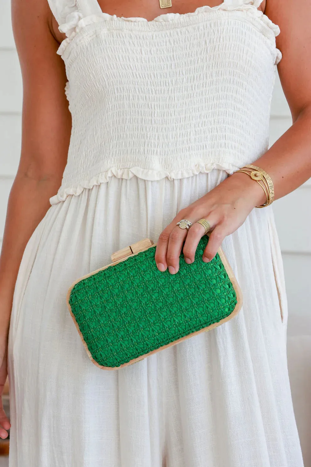 Ember Woven Timber Clutch