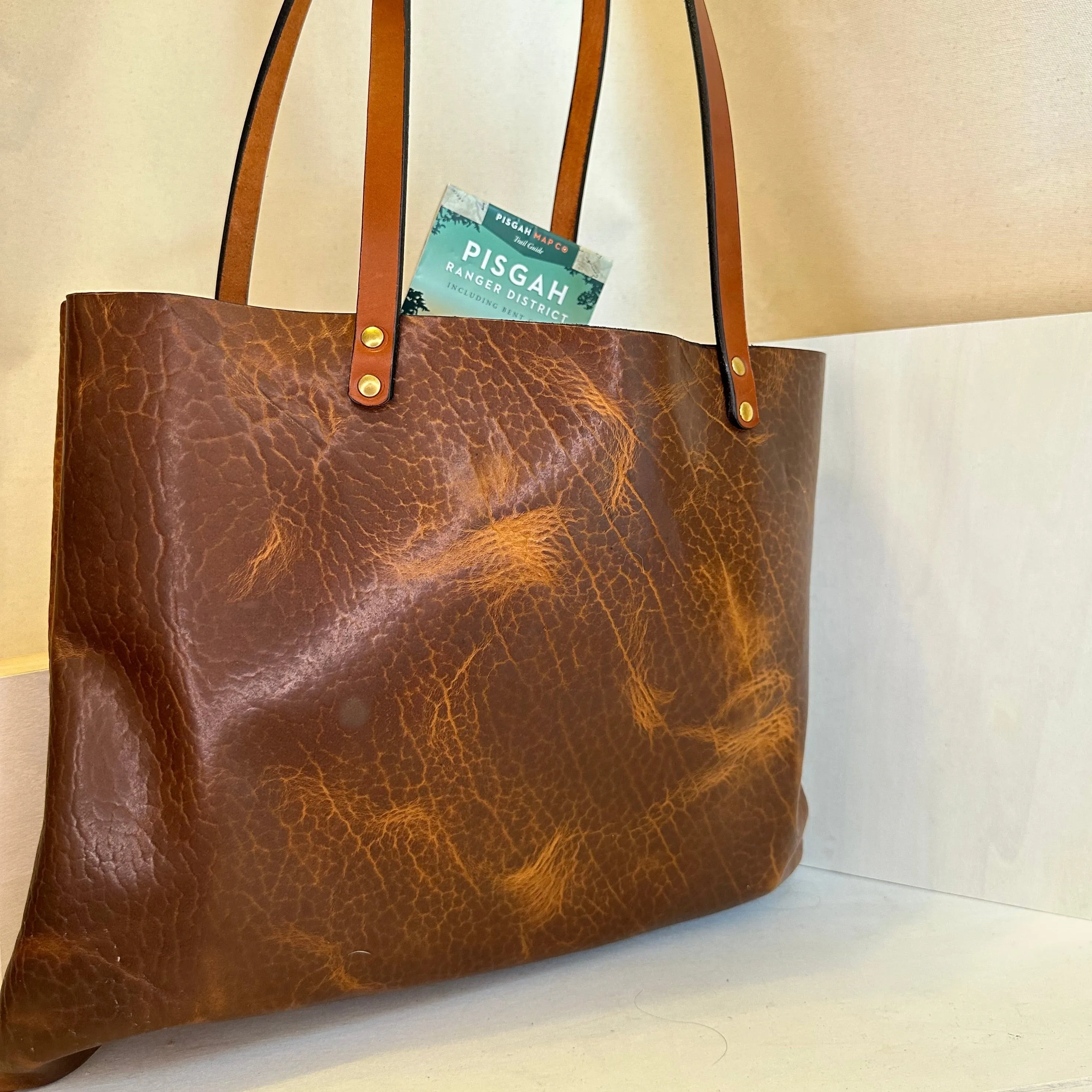 Glazed Bison Portfolio Leather Tote Bag