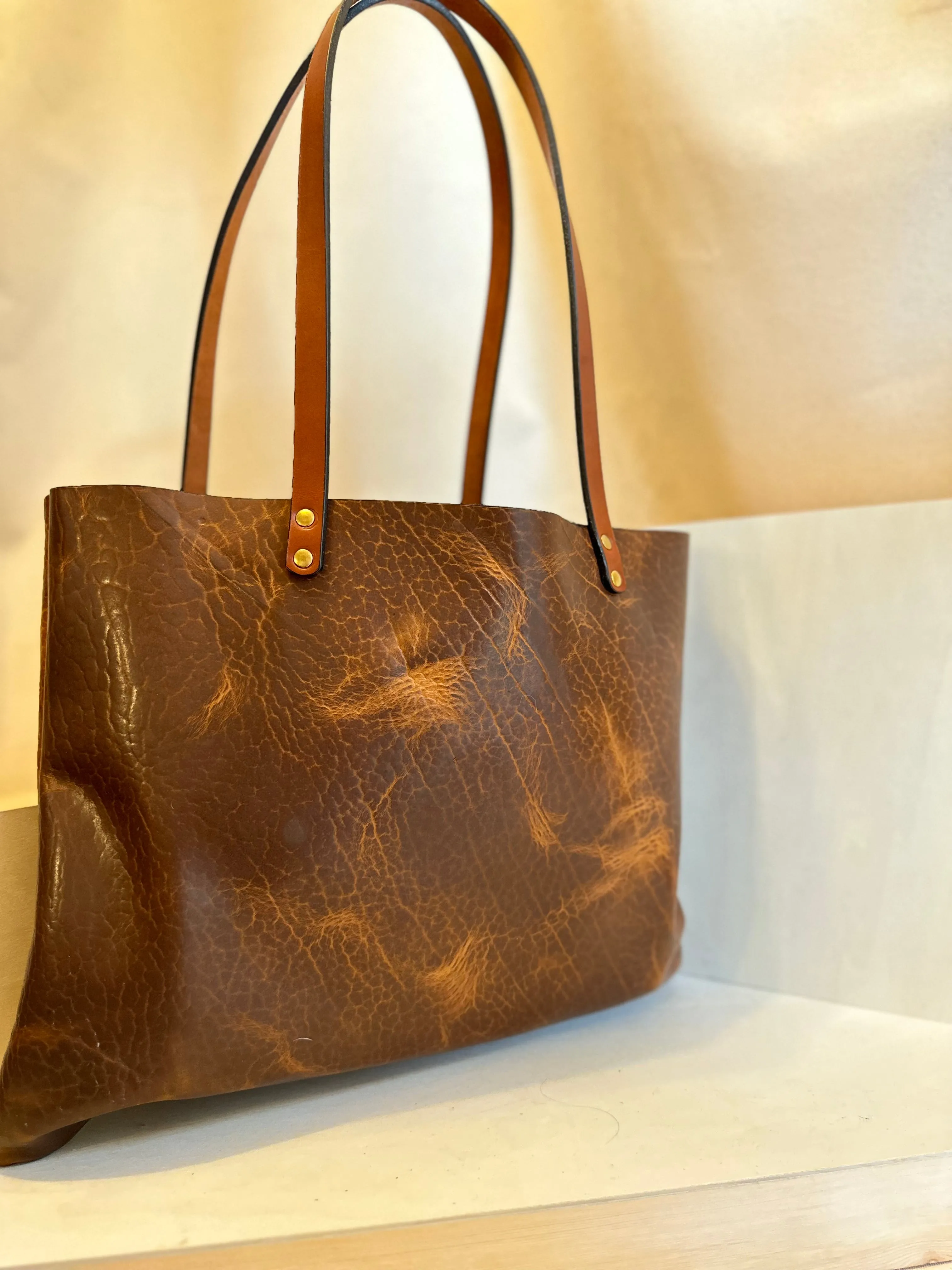 Glazed Bison Portfolio Leather Tote Bag