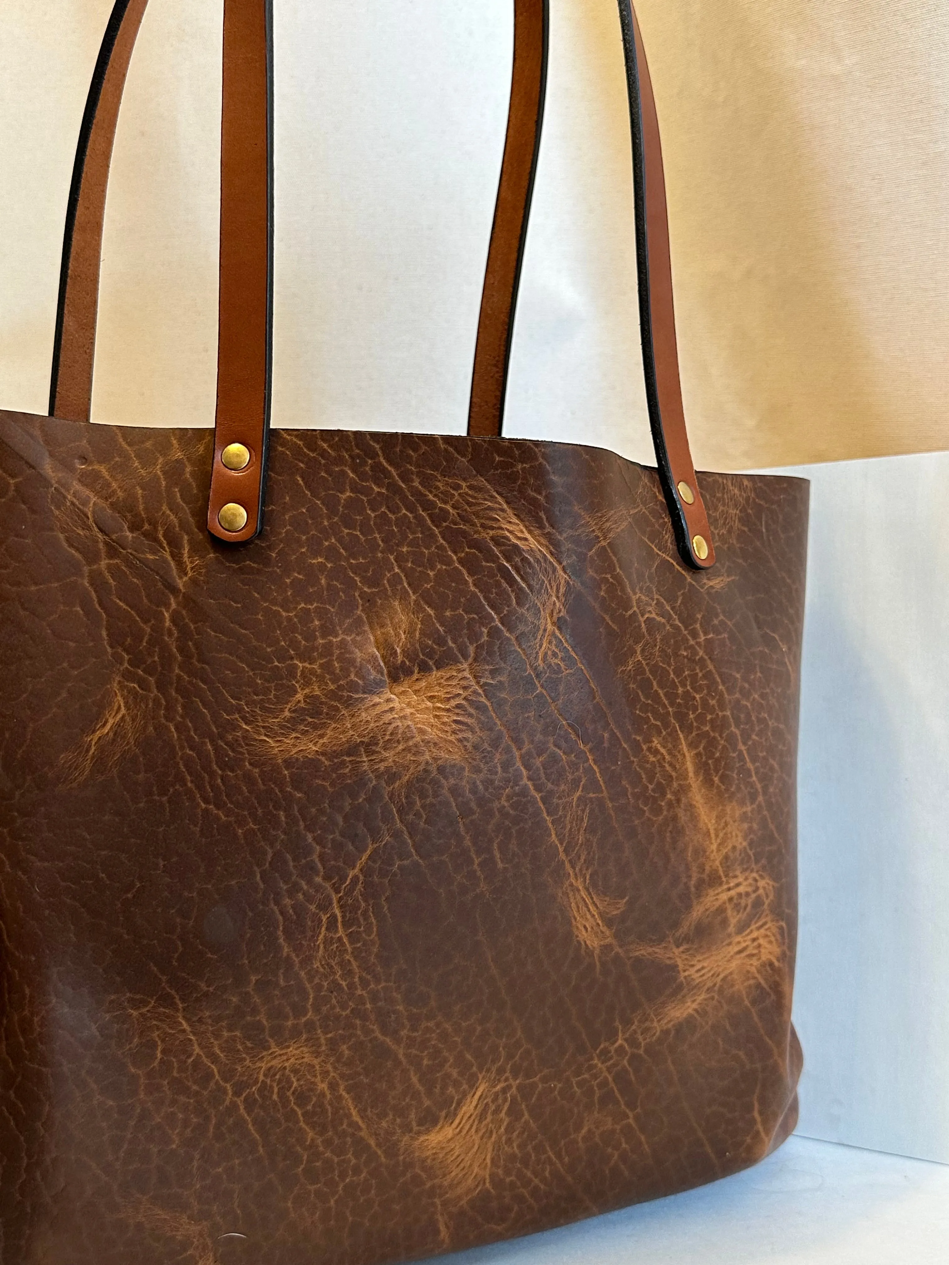 Glazed Bison Portfolio Leather Tote Bag