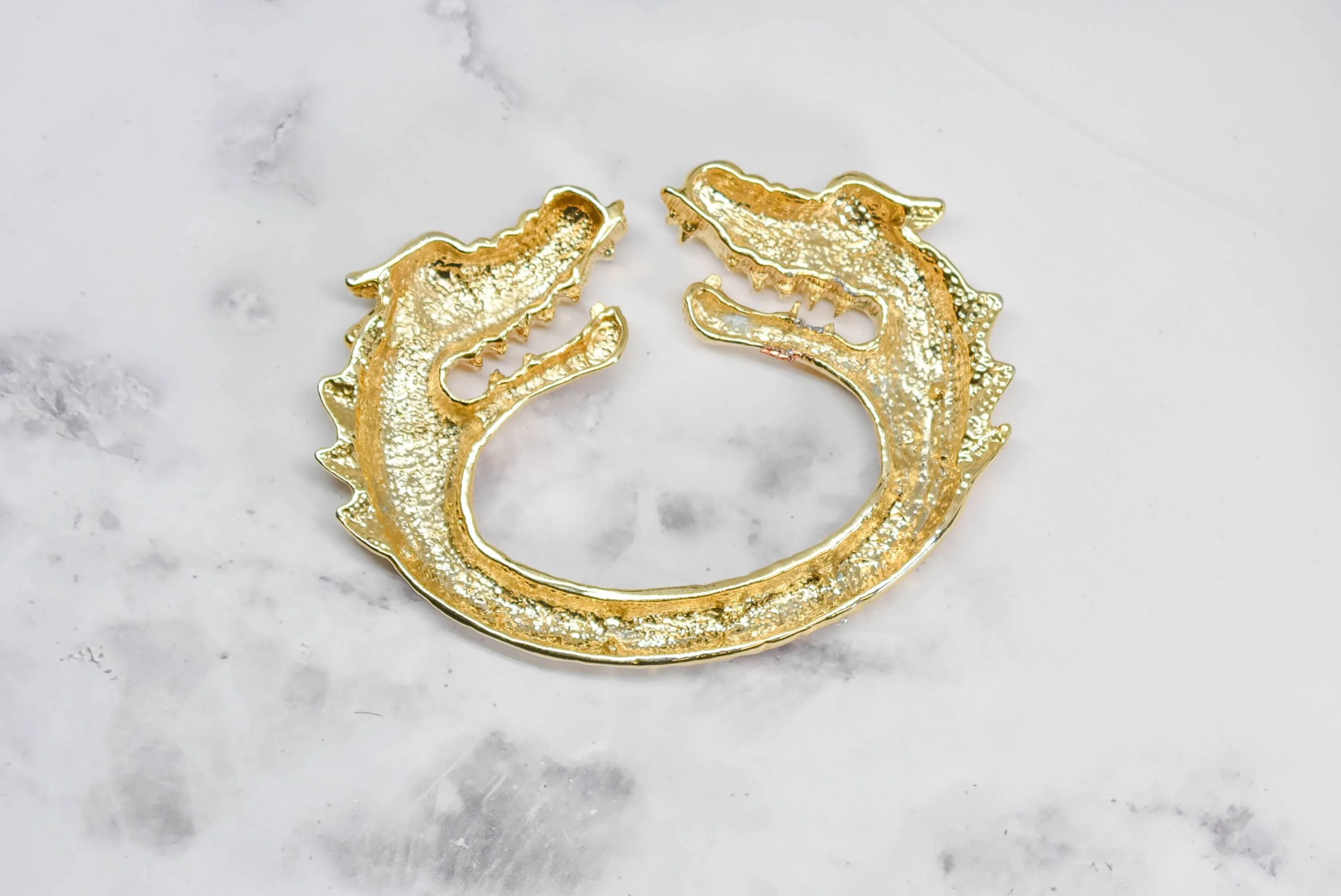 Gold Dragon Head Rhinestone Buckle 5.75" x 3.50" - 1 Piece