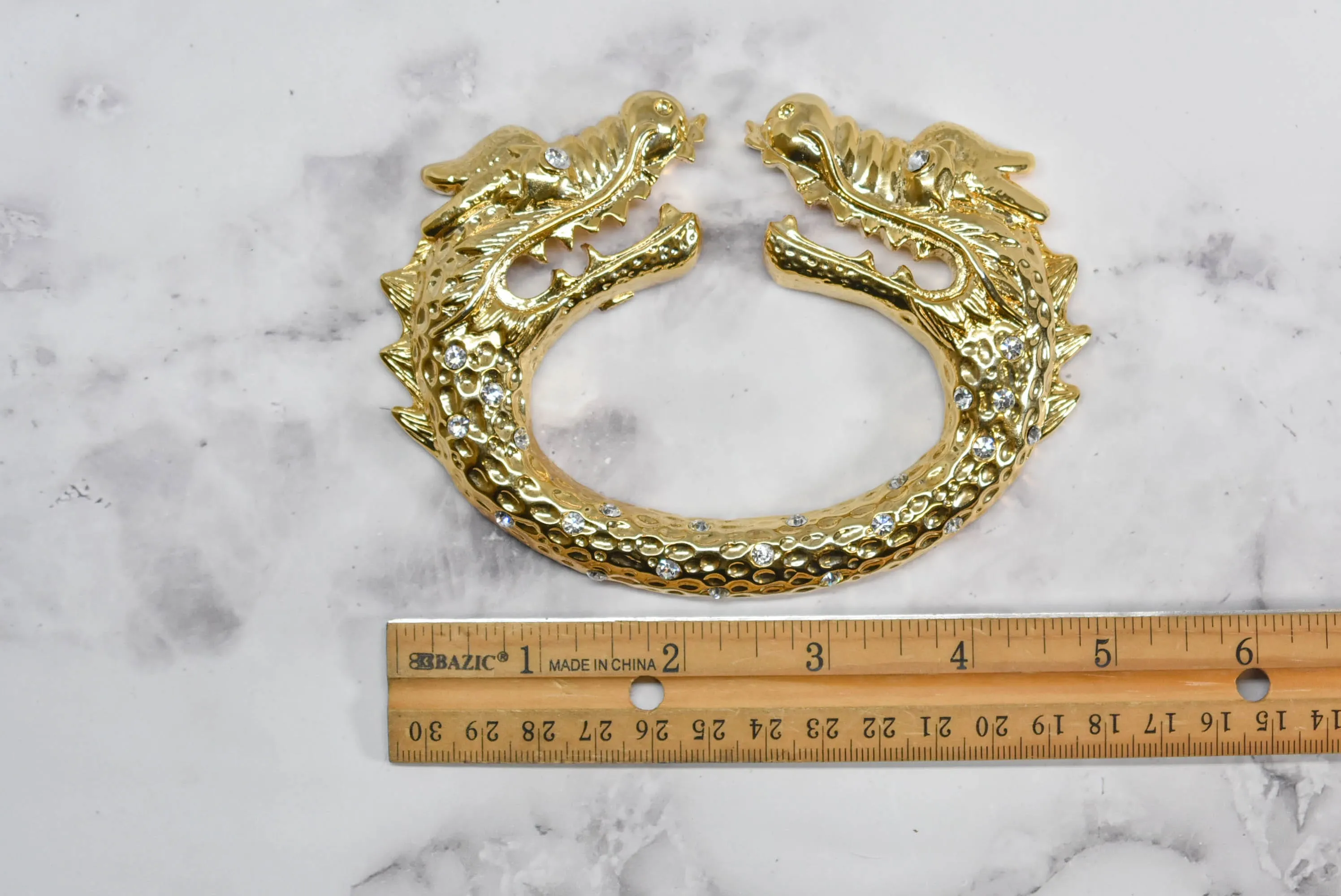 Gold Dragon Head Rhinestone Buckle 5.75" x 3.50" - 1 Piece