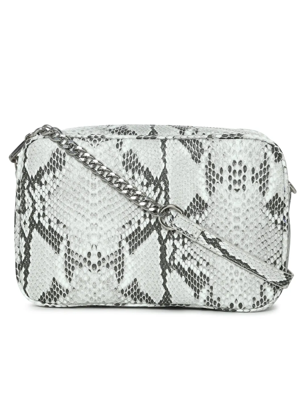 Grey Snake PU Small Side Sling Bag