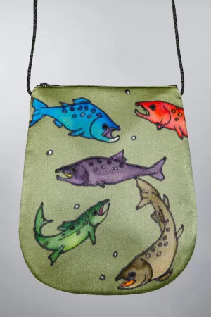 Hand Painted Silk Purse Perfume Bag - Salmon