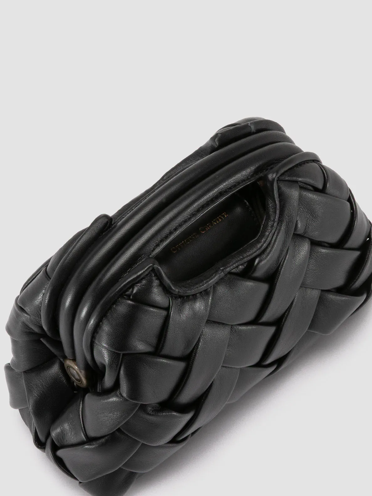 HELEN 12 Plug - Black Woven Leather Clutch Bag