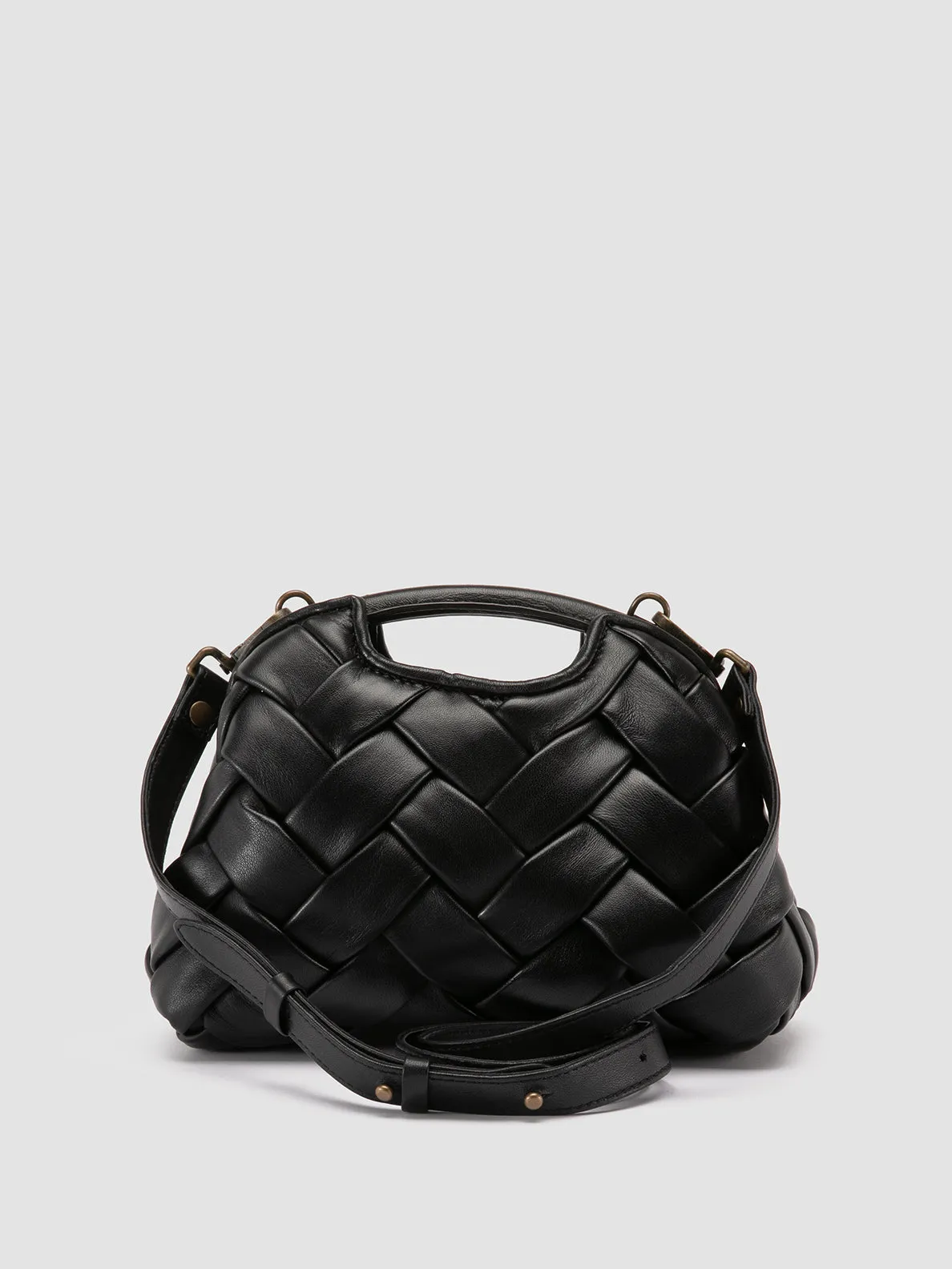 HELEN 12 Plug - Black Woven Leather Clutch Bag