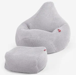 Highback Bean Bag Chair - Ellos Knitted Light Grey