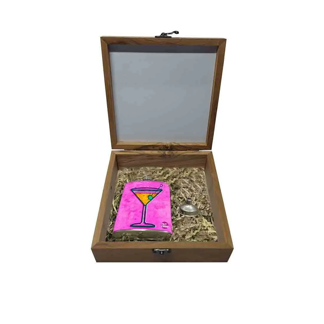 Hip Flask Gift Box -Glass Of Wine