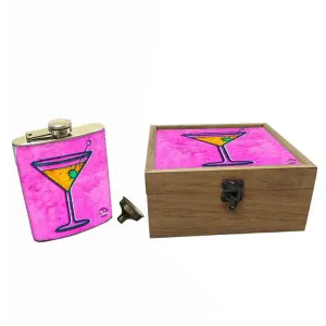 Hip Flask Gift Box -Glass Of Wine