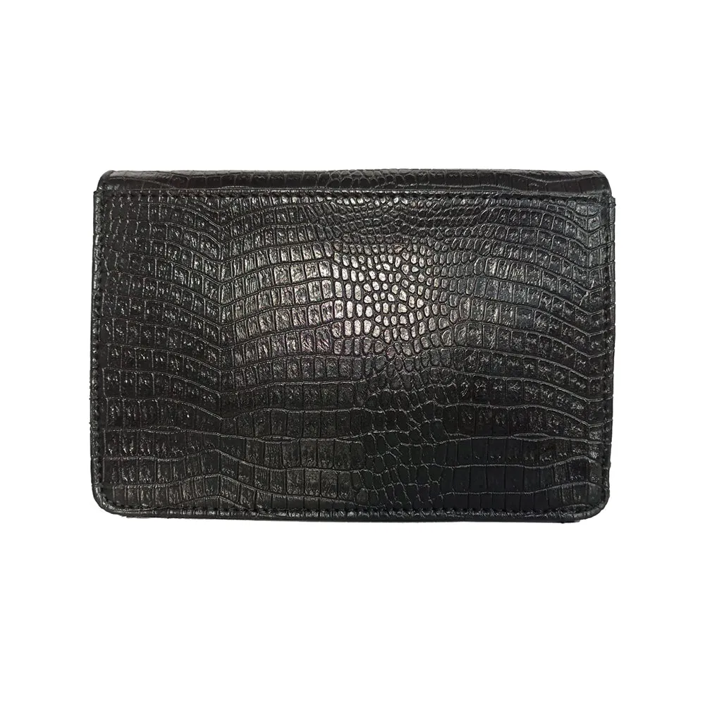 IMARS Stylish Crossbody Black Croco For Women & Girls (Sling Bag) Made With Faux Leather