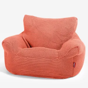 Kids Armchair Bean Bag for Toddlers 1-3 yr - Ellos Knitted Coral Pink