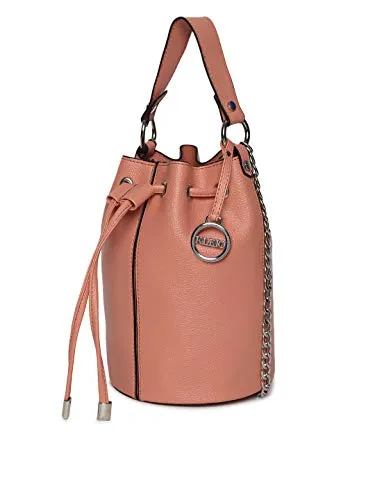 KLEIO Small Bucket Sling Bucket Hand Bag for Women Girls(HO8022KL-PE_Peach)