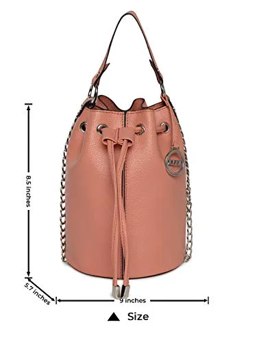 KLEIO Small Bucket Sling Bucket Hand Bag for Women Girls(HO8022KL-PE_Peach)