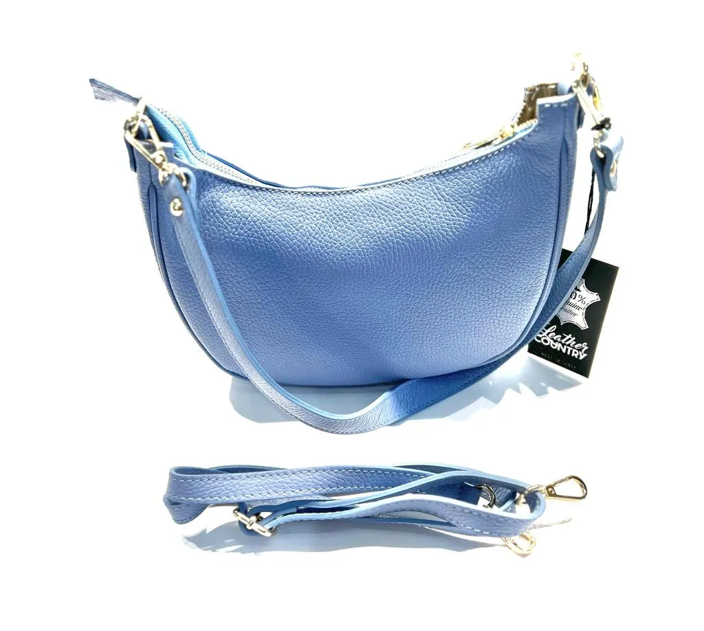 Light Blue Italian Leather Handbag