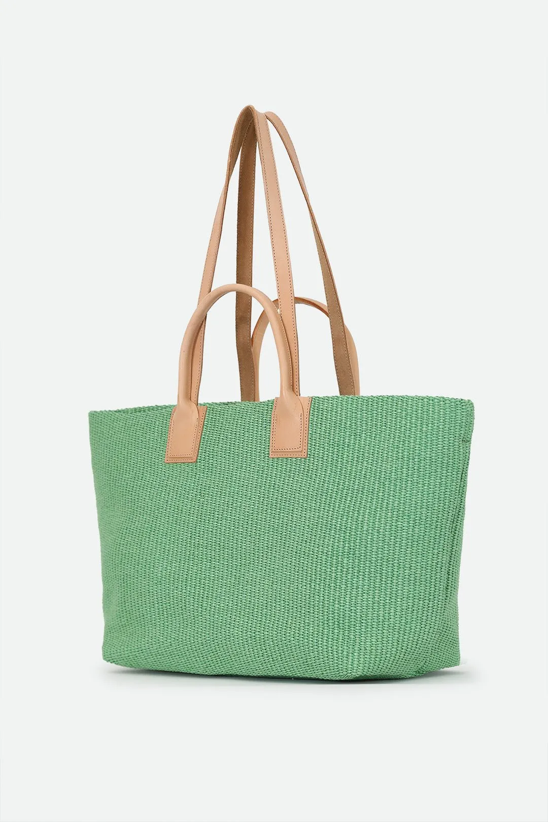 LISBON LARGE ITALIAN TOTE IN LIME