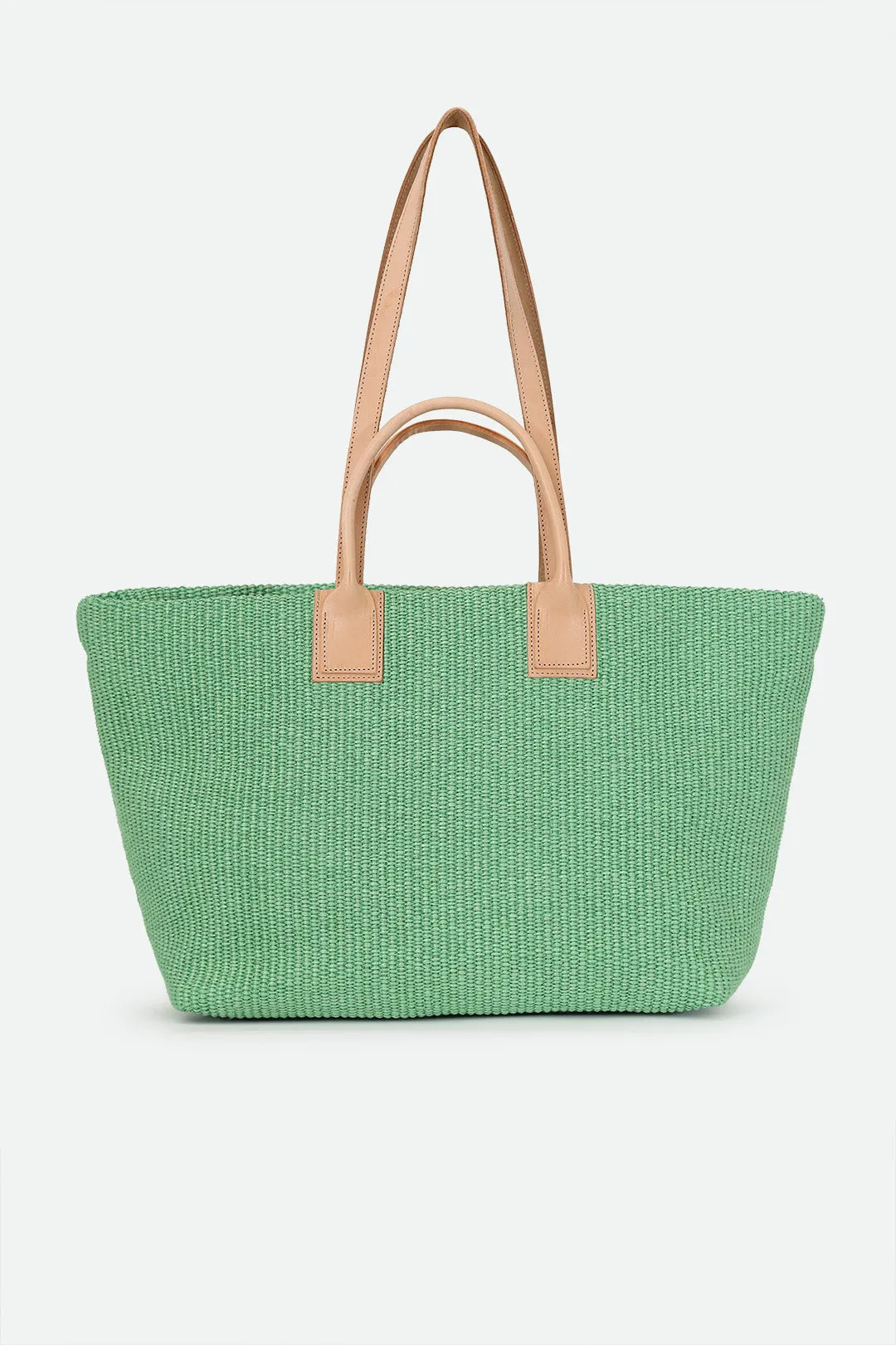 LISBON LARGE ITALIAN TOTE IN LIME