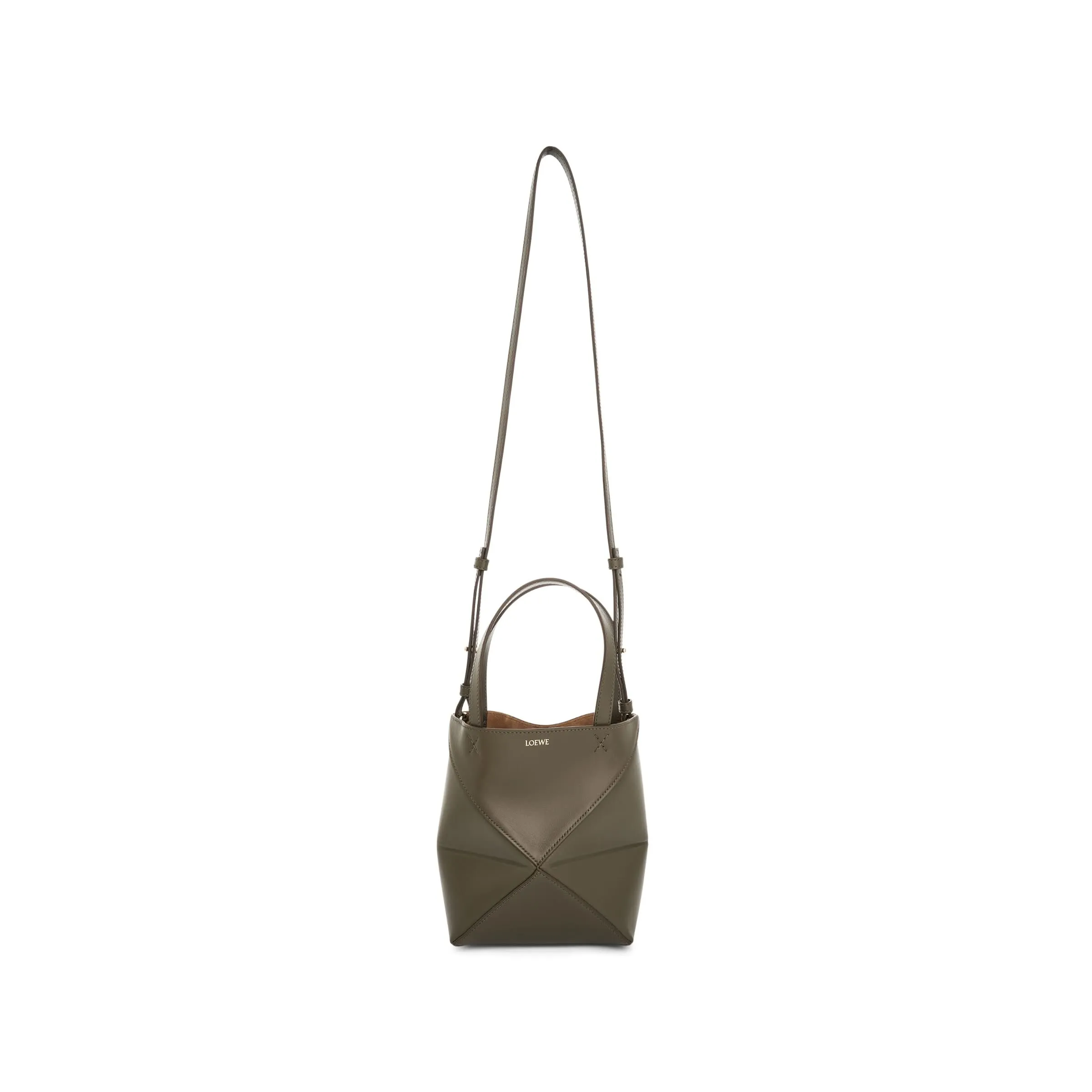 Medium Puzzle Fold Tote Bag in Dark Khaki Green