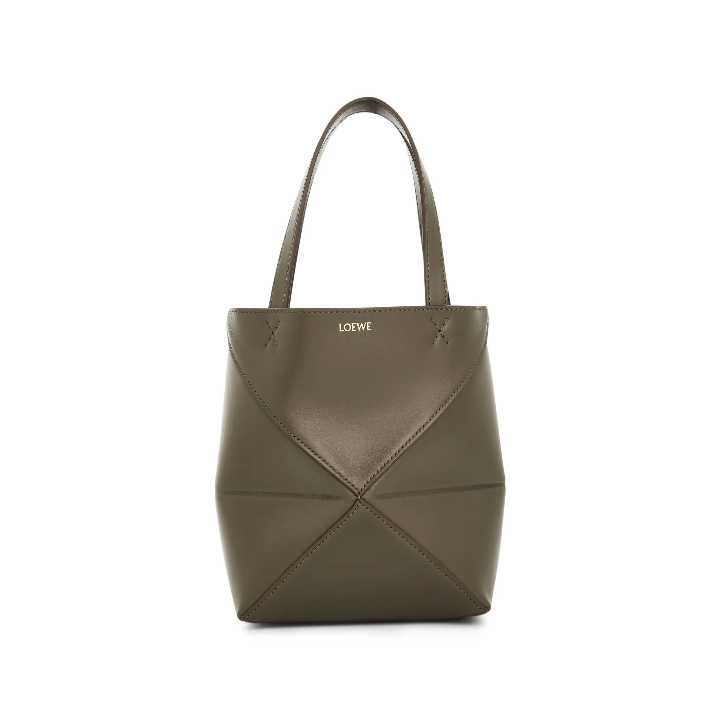 Medium Puzzle Fold Tote Bag in Dark Khaki Green