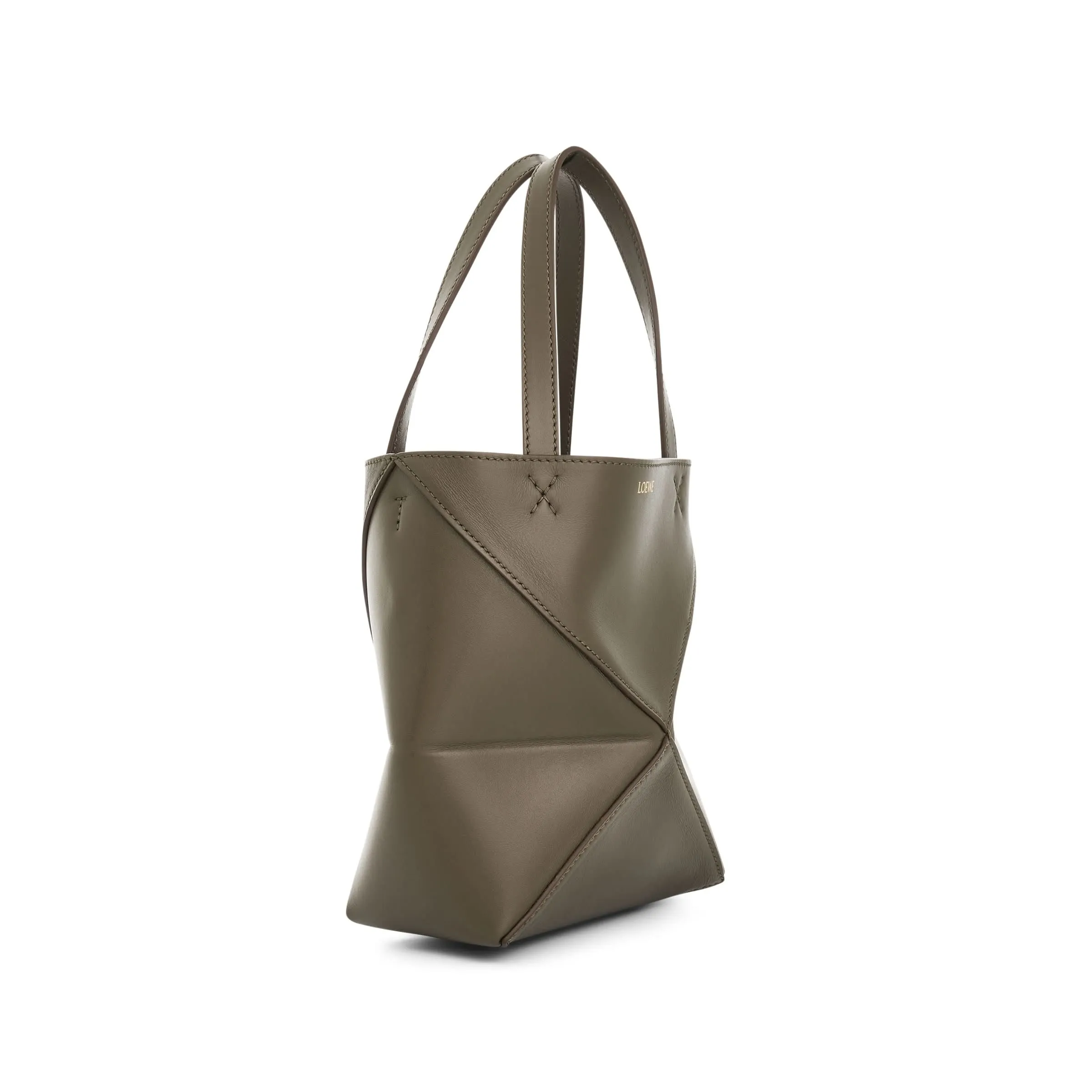 Medium Puzzle Fold Tote Bag in Dark Khaki Green