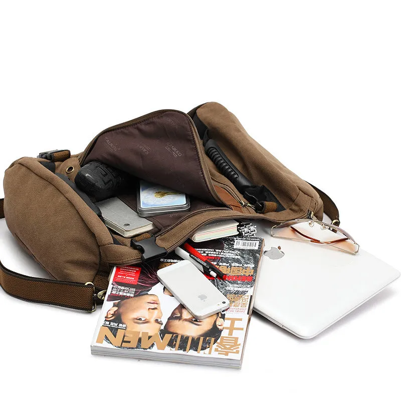 Men Canvas Backpack Huge Travel School Shoulder Computer Backpack Functional Versatile Bags Multifunctional Laptop Bag