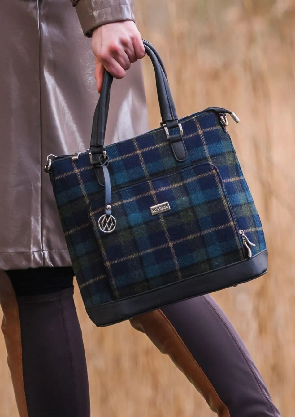 Mucros Ciara Bag | Navy Green Check