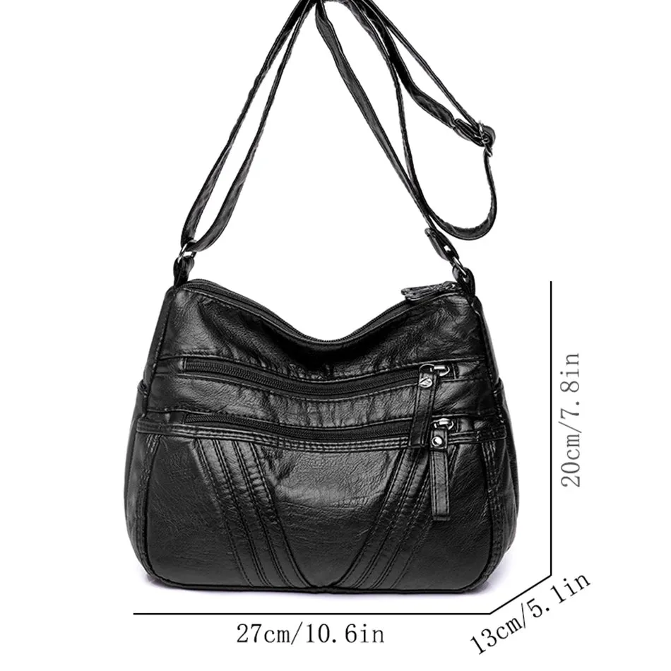 Multi-Zippers Sling Leather Bags