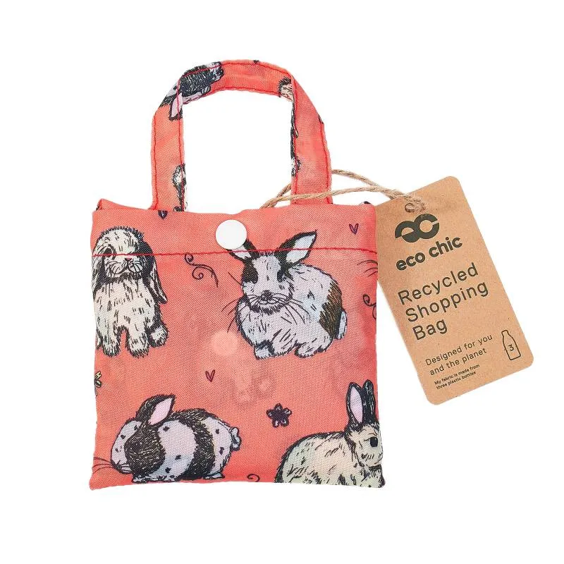 New Eco Chic 100% Recycled Foldable Bunny Print Reusable Shopper Bag [EC-A45PK]