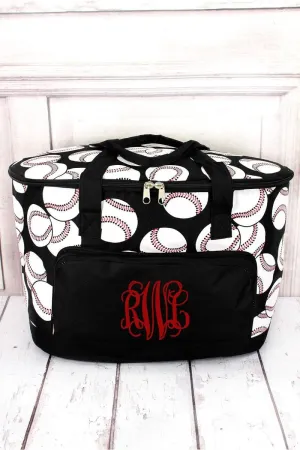 NGIL Baseball and Black Cooler Tote with Lid