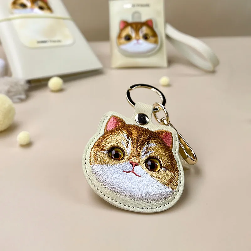 Nimmy Friends Big Eyes Cute Pets Embroidery Apple AirTag Case Holder Keychain Locator