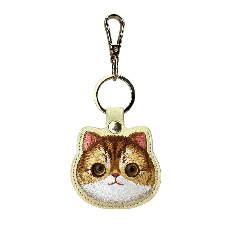 Nimmy Friends Big Eyes Cute Pets Embroidery Apple AirTag Case Holder Keychain Locator