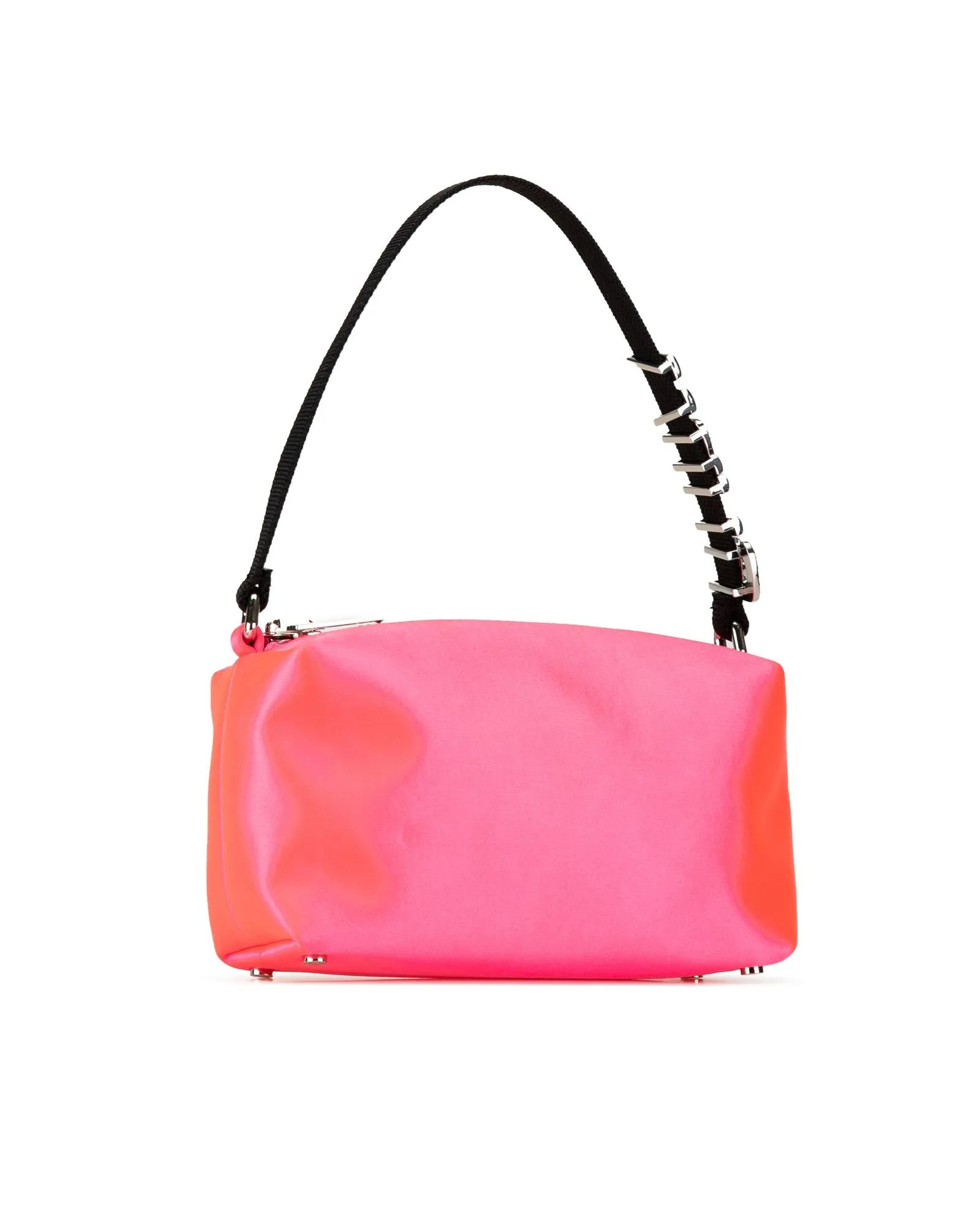 Satin Shoulder Bag with Top Zip Closure