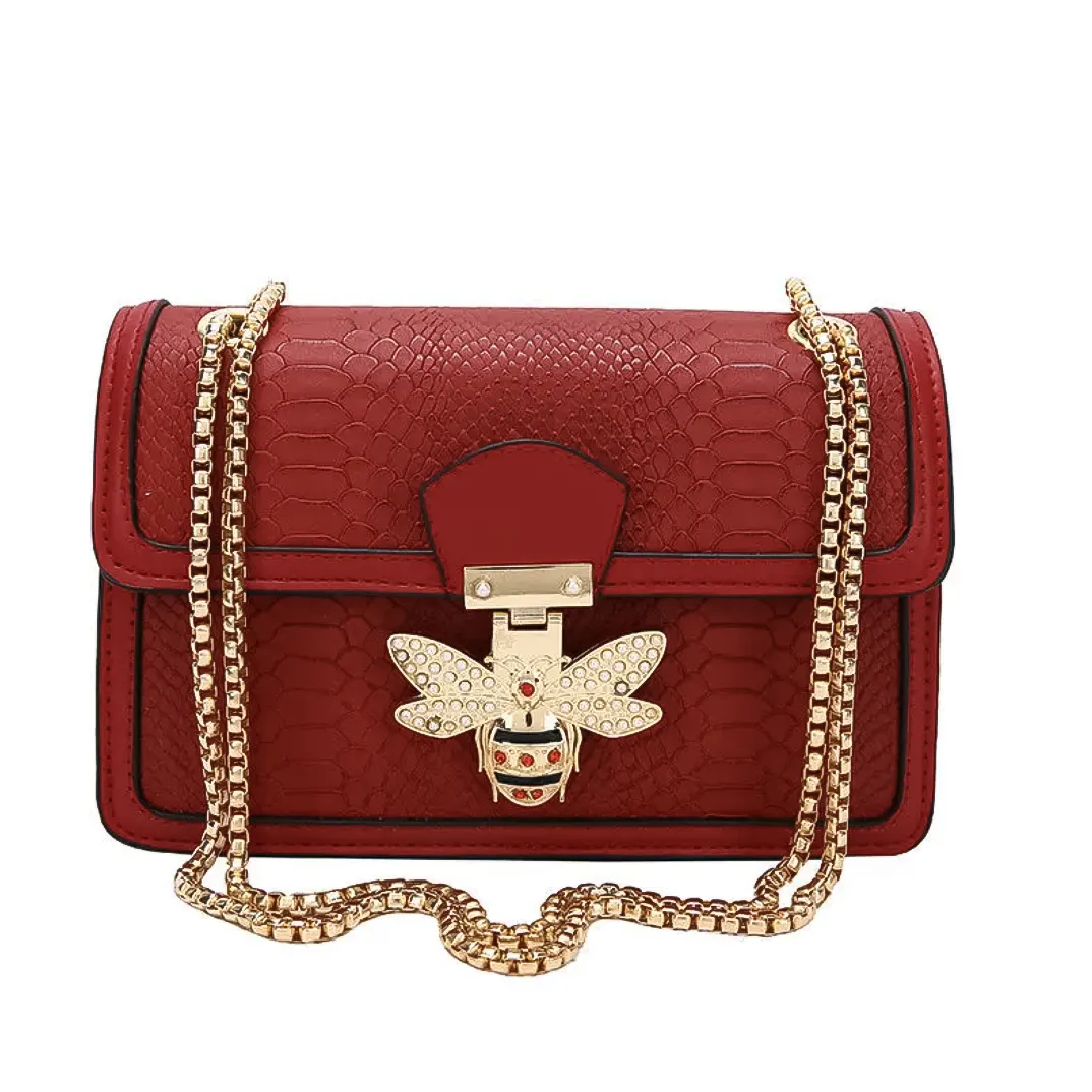 SHP Red Luxury Bee PU Crossbody Bag