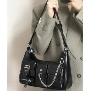 Sohiwoo New Leather Luxury Waterproof HandBag Women's For Bag Versatile  Crossbody Bags PU Glossy Y2k Shoulder Ladies Tote Fashion