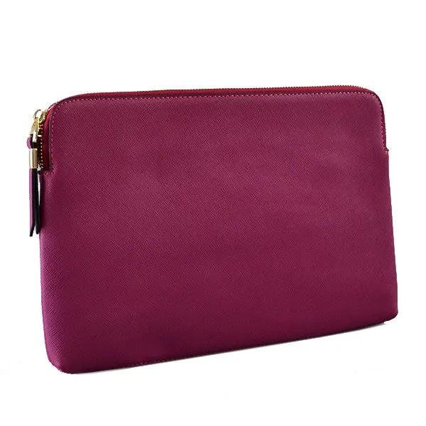 SORRENTO - Magenta Structured Saffiano Clutch