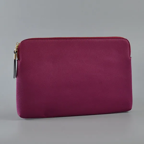 SORRENTO - Magenta Structured Saffiano Clutch